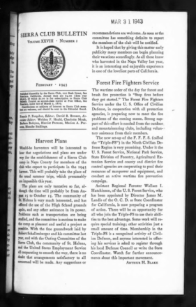Sierra Club Bulletin 1943 Vol 28 No 1 February thumbnail